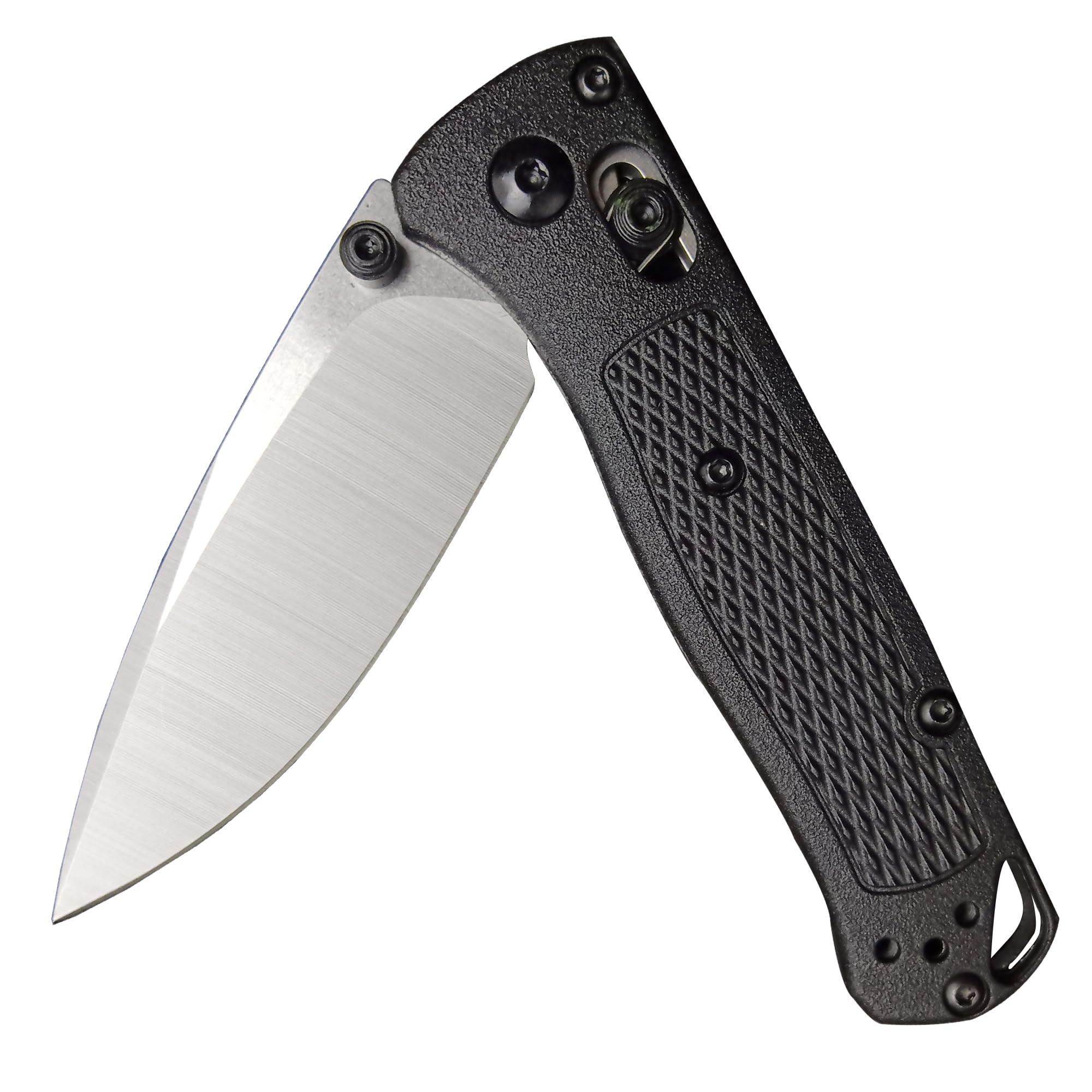 HUAAO Mini Folding Pocket Knife, Plain Edge, Thumb Stud Manual Open, Glass Reinforced Nylon Grivory Handle with Belt Clip for EDC Camping(440C blade)