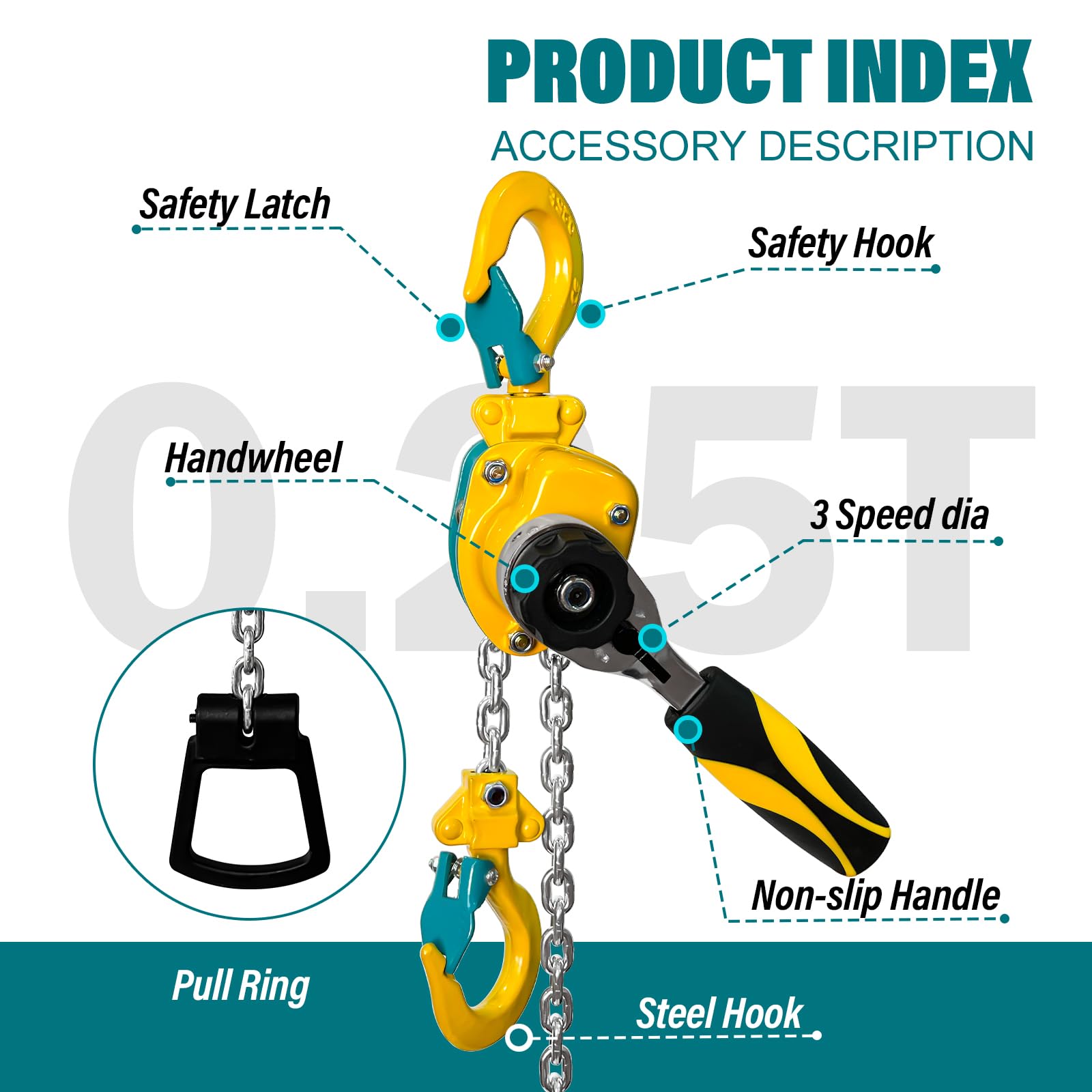 Snapklik.com : Mini Lever Chain Hoist - 1/4 Ton(550lbs) Capacity,5Ft ...