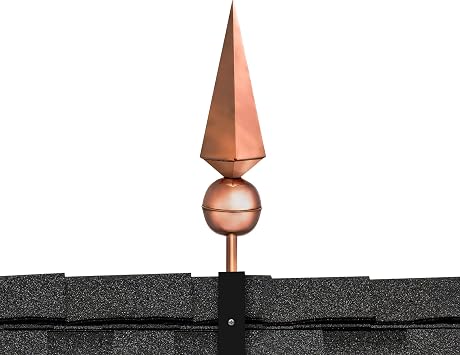 Good Directions Polished Copper Lancelot Finial Decorative Rooftop Accent for Barns, Homes, Sheds, and Cupolas Durable & Handcrafted