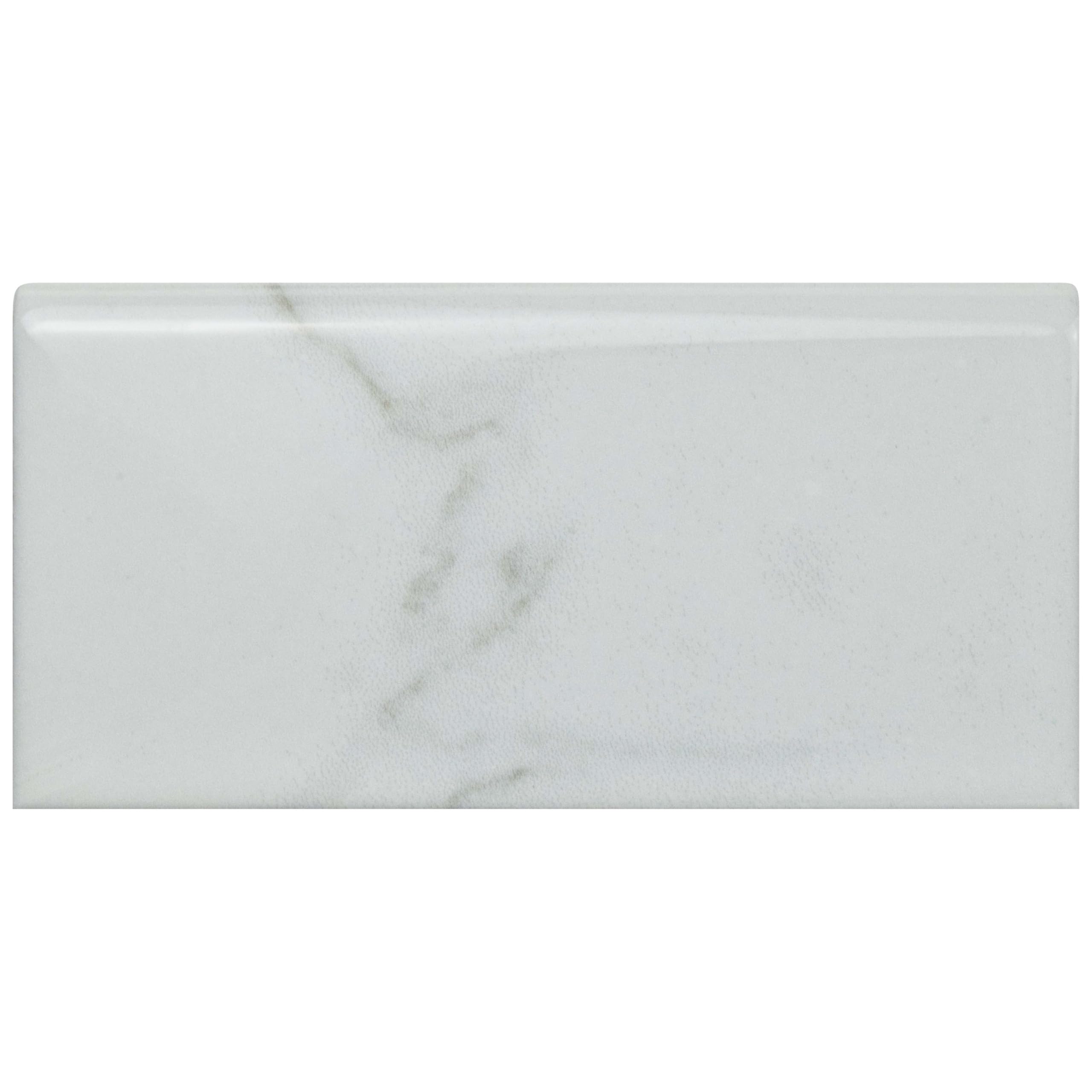 SomerTile Classico Carrara - Azulejo de cerámica brillante de 7,6 x 15,2 cm