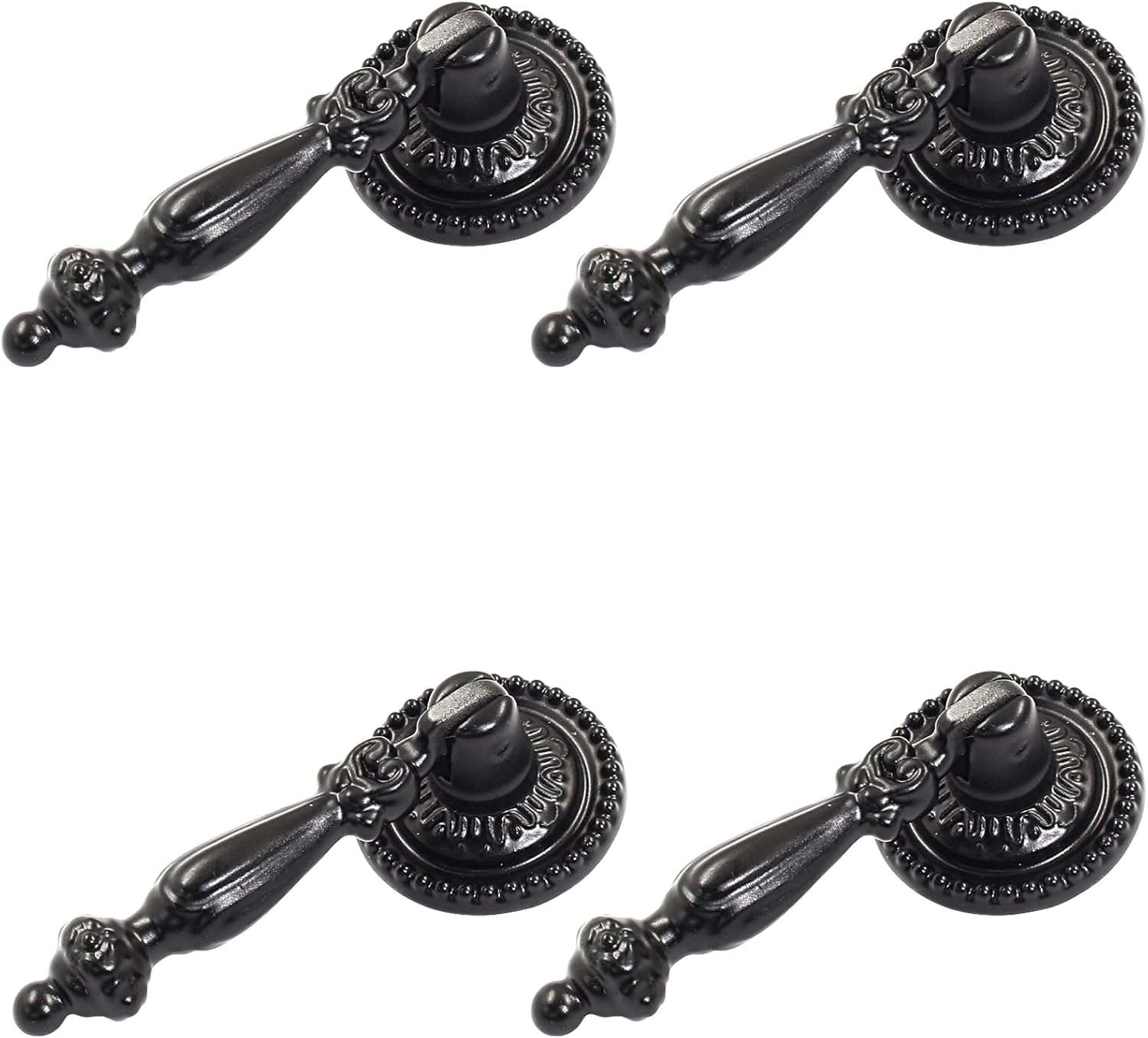 Bonsicoky 6PCS Antique Style Tear Drop Pulls - Vintage Cabinet Decorative Pull Handle Knob for Drawer, Dresser, Wardrobe - Black