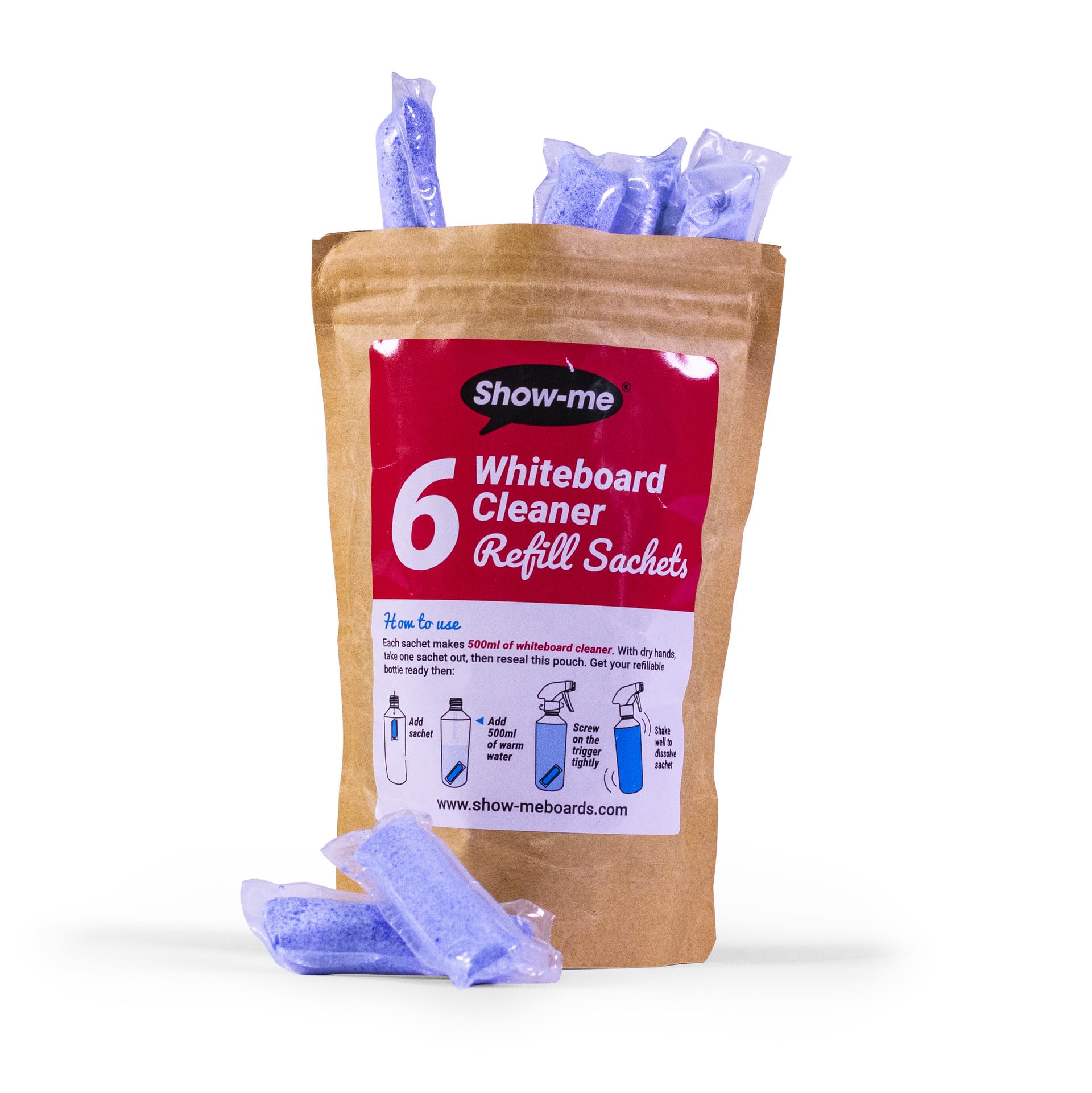 Show-Me Whiteboard Cleaner Refill Sachets Pack of 6 WCE500R6 EG63301