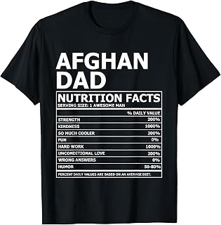 AFGHAN Dad Nutrition Facts Shirt Funny Birthday Dad Men T-Shirt