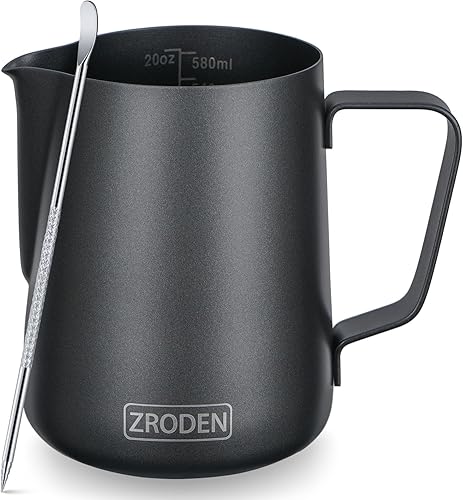 Jarra de espuma de leche, jarra de vapor de café espresso de 20 onzas, accesorios para máquina de café capuchino de acero inoxidable, herramientas