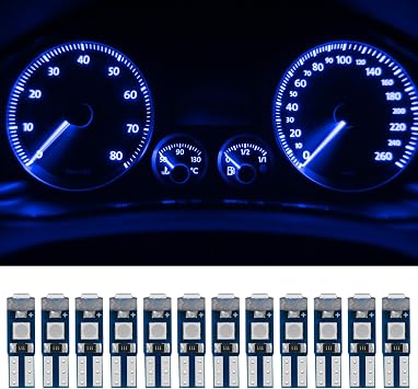 12PCS T5 LED Bulbs, 74 37 2721 PC37 LED Bulb Dash Light, Bright Canbus Error Free, Panel Gauge Cluster Light, Hight Bright 3SMD 3030 Chips Bulb for Car Interior/Indoor Map Trunk Blue