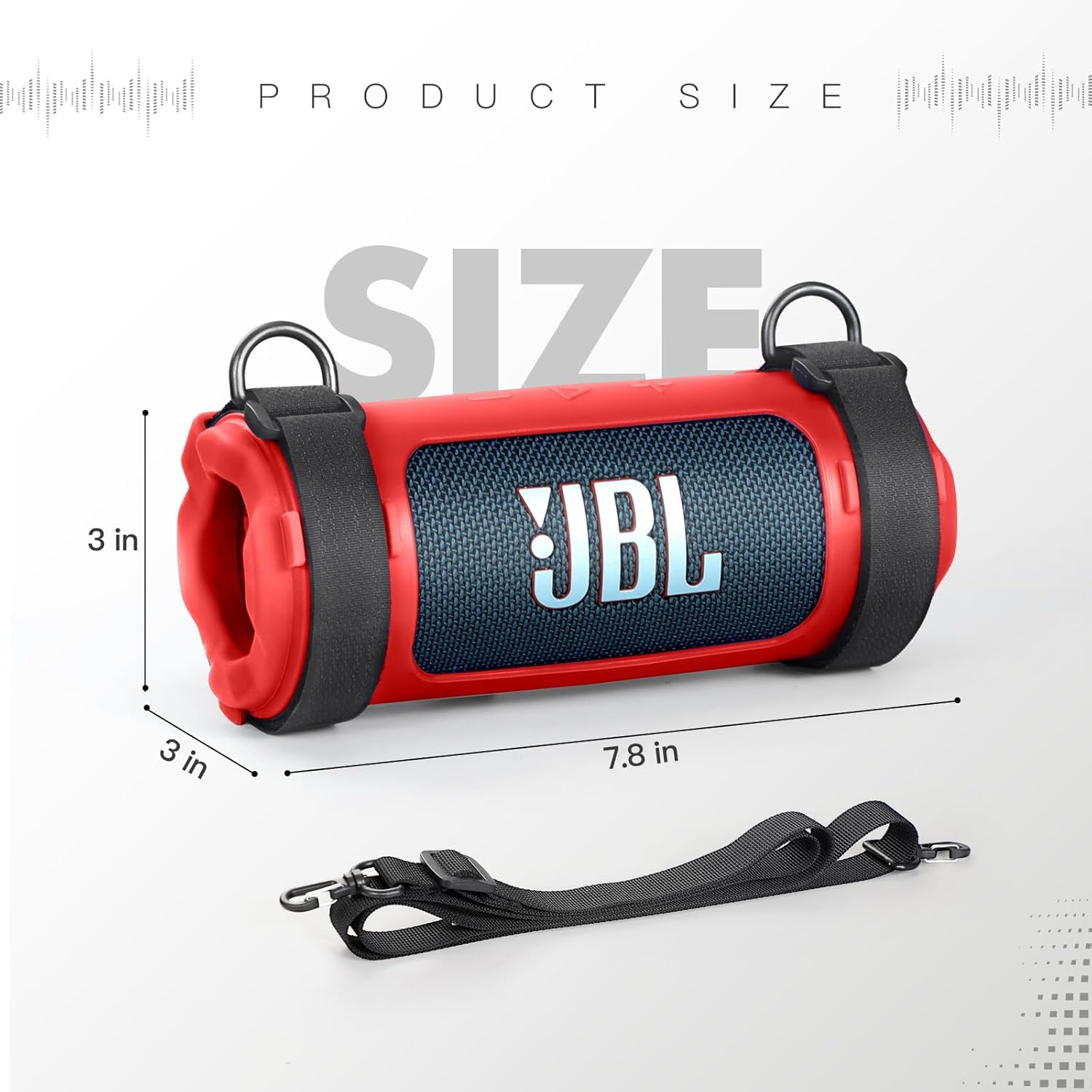Silicone Case Sleeve Compatible with JBL Flip 7 Portable Speaker, Soft Skin Cover with Shoulder Strap and Bike Strap (Red) - Image 6