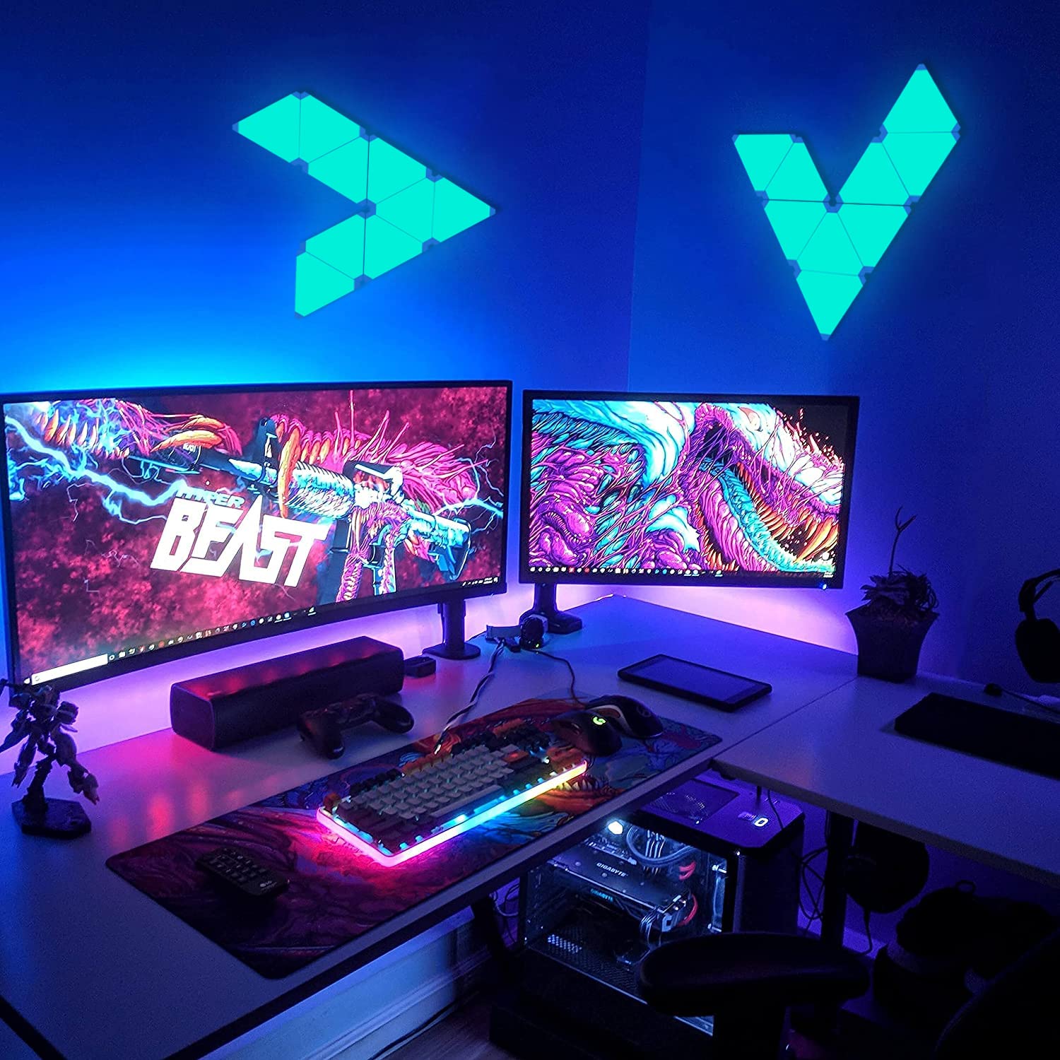 HEYWASAI Triangle Lights RGB LED Wall Lights, Works with Alexa