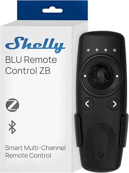 Shelly BLU Remote Control ZB Black, Zigbee & Bluetooth Remote Control for Shelly Devices, Multi-Channel Operation, Gesture Control, Beacon Mode, Easy Pairing, Home Assistant