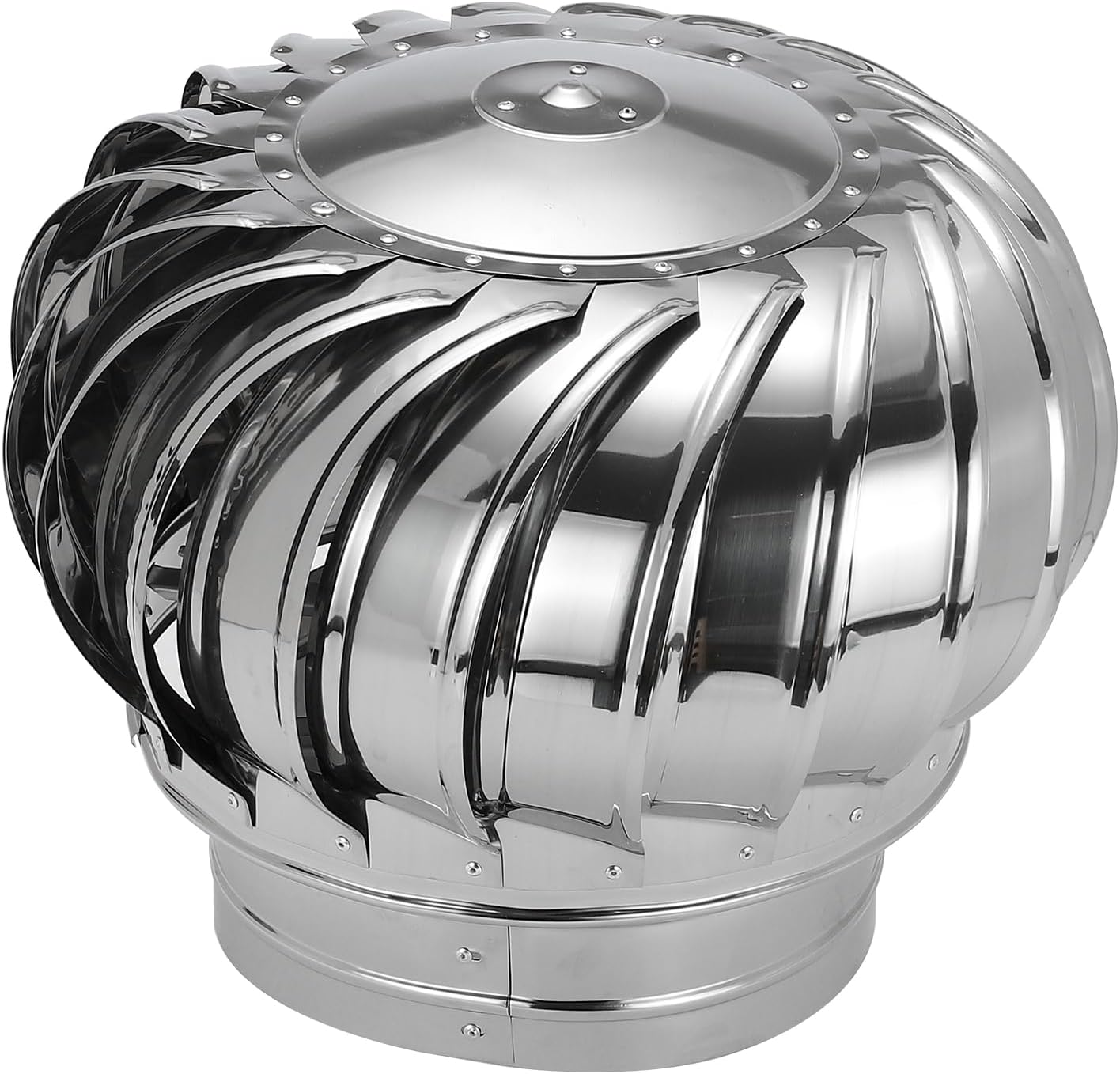 PATIKIL 11.8 Inch Exhaust Cap Roof Flue Vent Stainless Steel Roof Vent Wind Turbine Cap Cover Round Rotation Flue Vent for Outside Chimney Cover Flue Caps