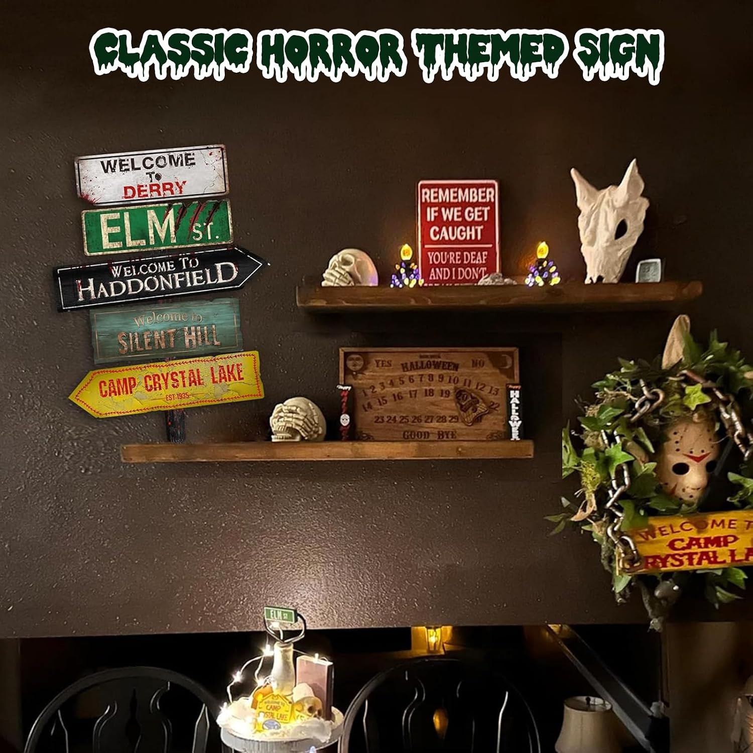 Horror Movie Sign,16 x 12,Elm Street Sign,Halloween Horror Decorations