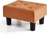 Vista 20 de BRIAN & DANY Taburete pequeño para pies, taburetes de lino con patas, reposapiés pequeño estable para sala de estar, beige