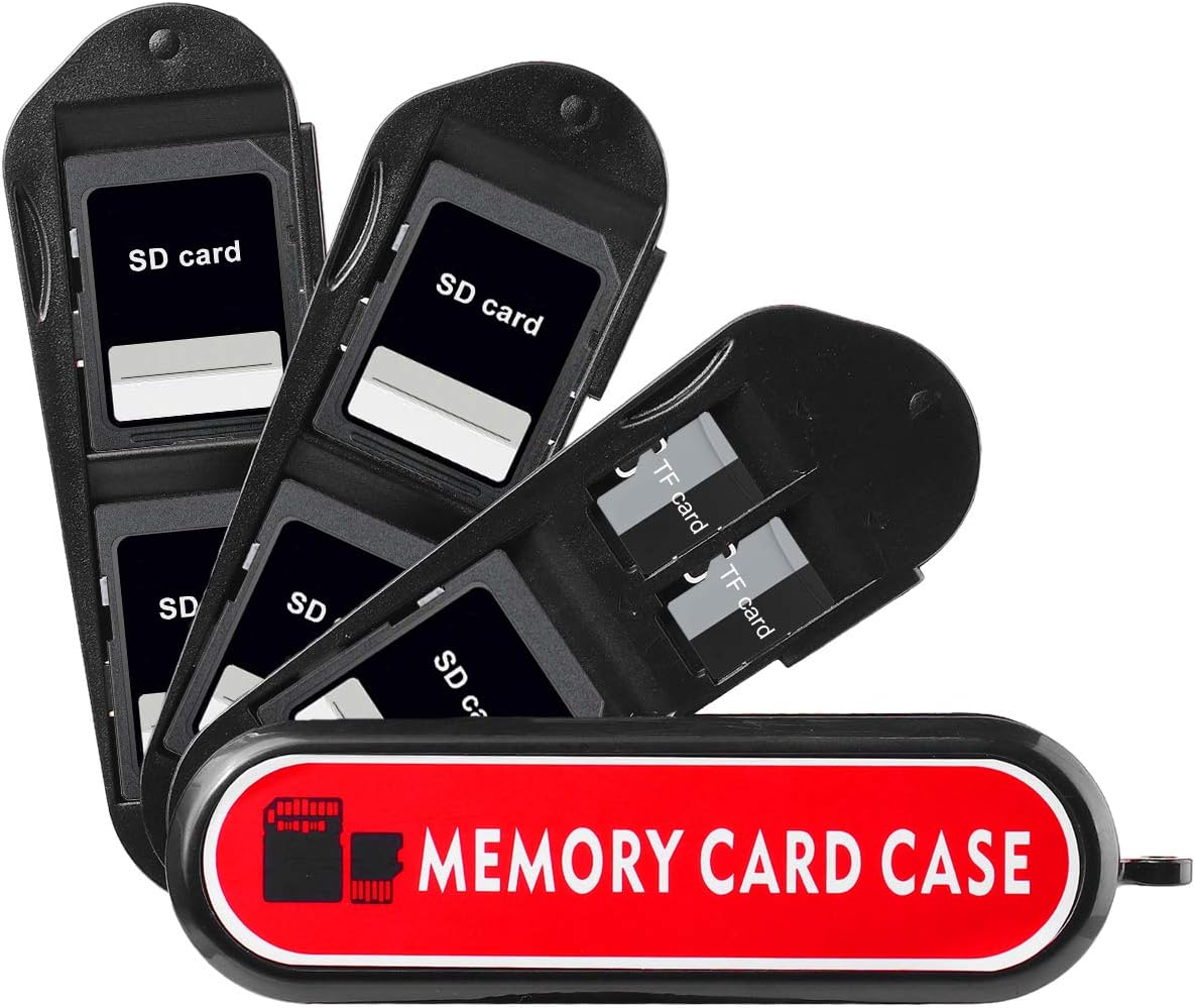 LYNCA Memory Card Case Holder, Memory Card Hard Protector Case-Swiss Army Knife Type Professional Compact Camera Card Hard Storage Organizer Box for 5 SD Cards 2 Micro SD/TF Cards