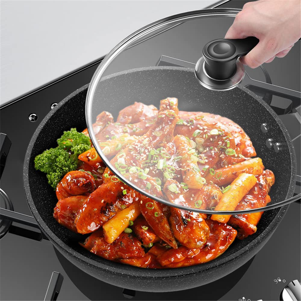 Coperchi Pentole, Coperchio Padella Pan coperchio 34 cm di vetro temperato in acciaio inox pentola in del universale wok della copertura antiaderente antiscivolo(30cm)