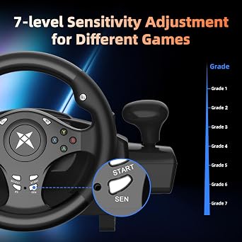 NBCP F2 Pro 270° Racing Wheel & Linear Pedals for PC, PS4, Xbox One | for PS3,Xbox Series X/S,Switch,10.2 USB Car Sim Steering Wheel,Dual Vibration Motor,Sequential Shifter,Plug & Play for PC
