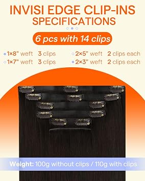 Full Shine Total 2 Packs #2 Dark Brown 24 Inch Seamless Clip ins, 22 Inch Invisi Edge Clip in Hair Extensions Blonde Highlight