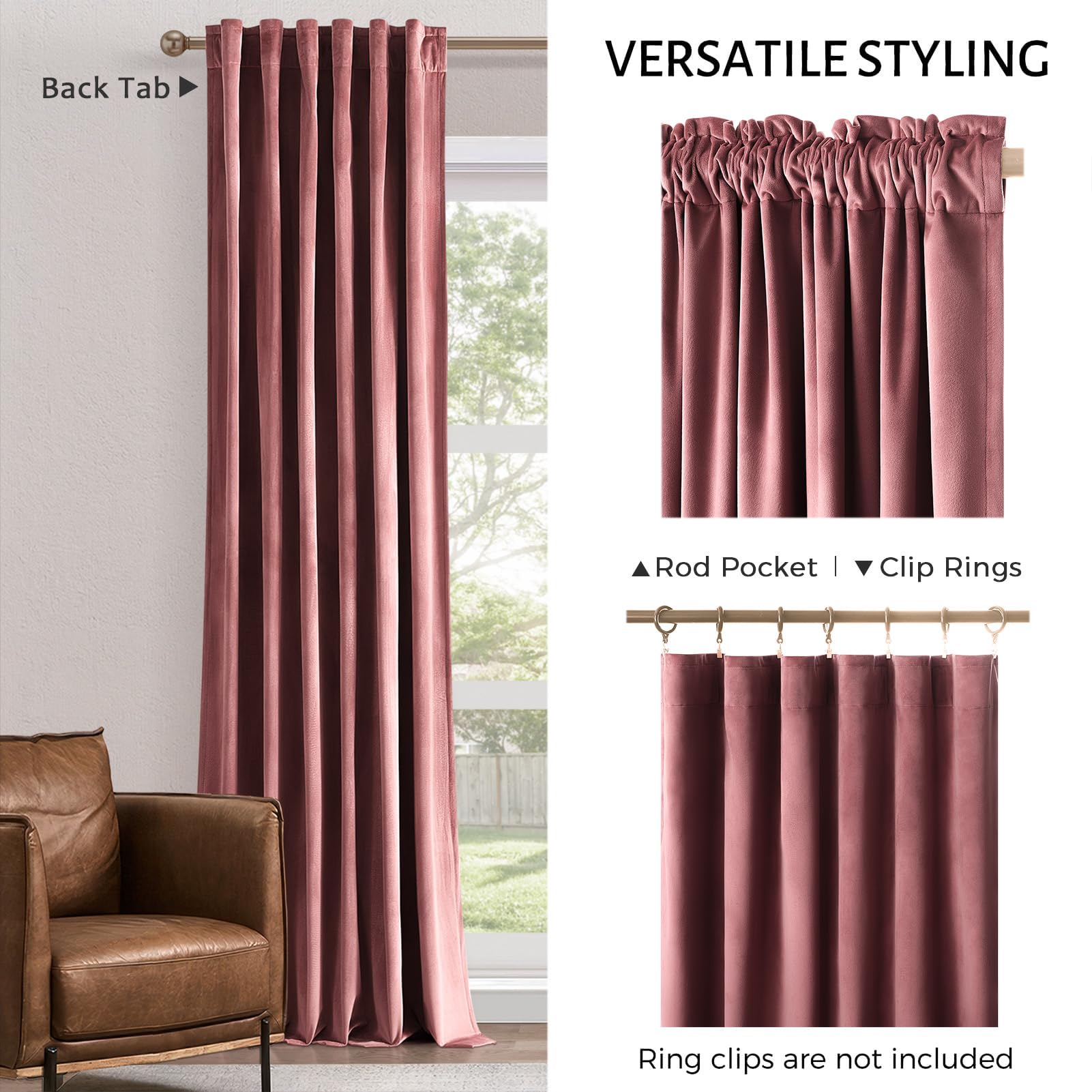 Amazon.com: Topfinel 90 Inch Dusty Rose Velvet Curtains,Moderate
