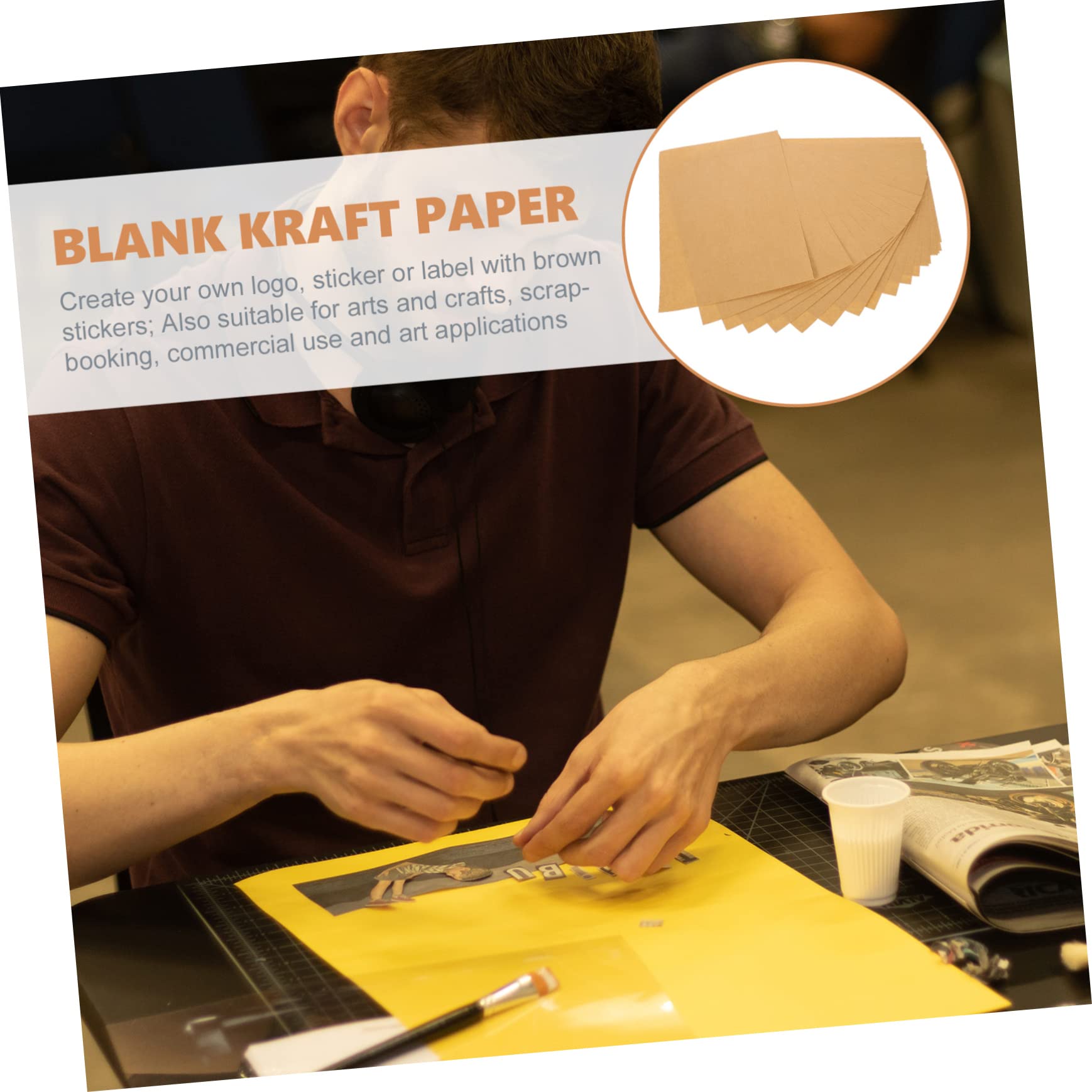 Papier Autocollant pour Étiquettes A4 100 Feuilles en Papier Kraft