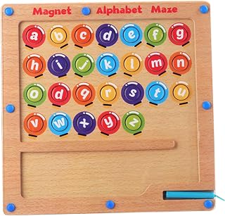 Magnético Maze de alfabeto, Juego de 10x10 Juego de madera Alfabeto Magnético de madera, tablero de rastreo de de rompecabezas de clasificación de color para jardín de infantes preescolares, mi