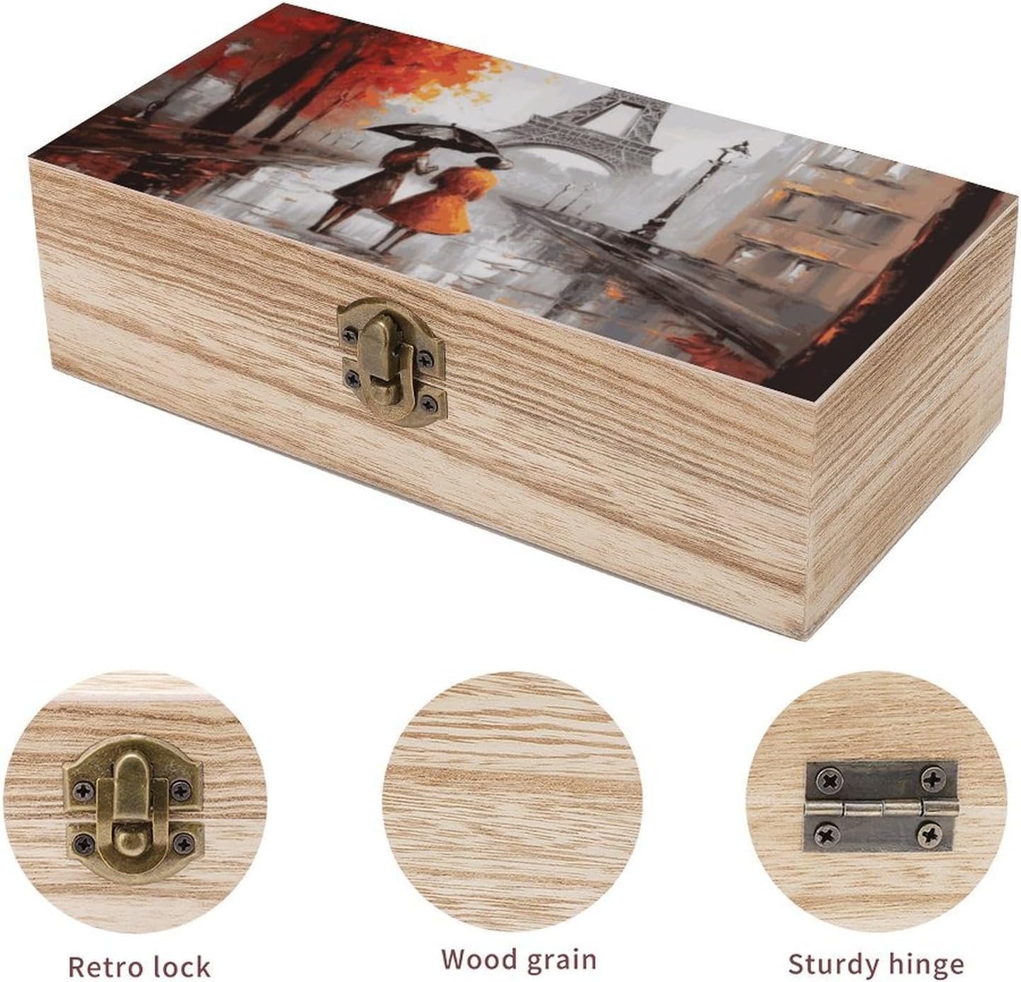 Eiffel Tower Paris Painting Wooden Decorative Storage Box Jewelry Box image 3