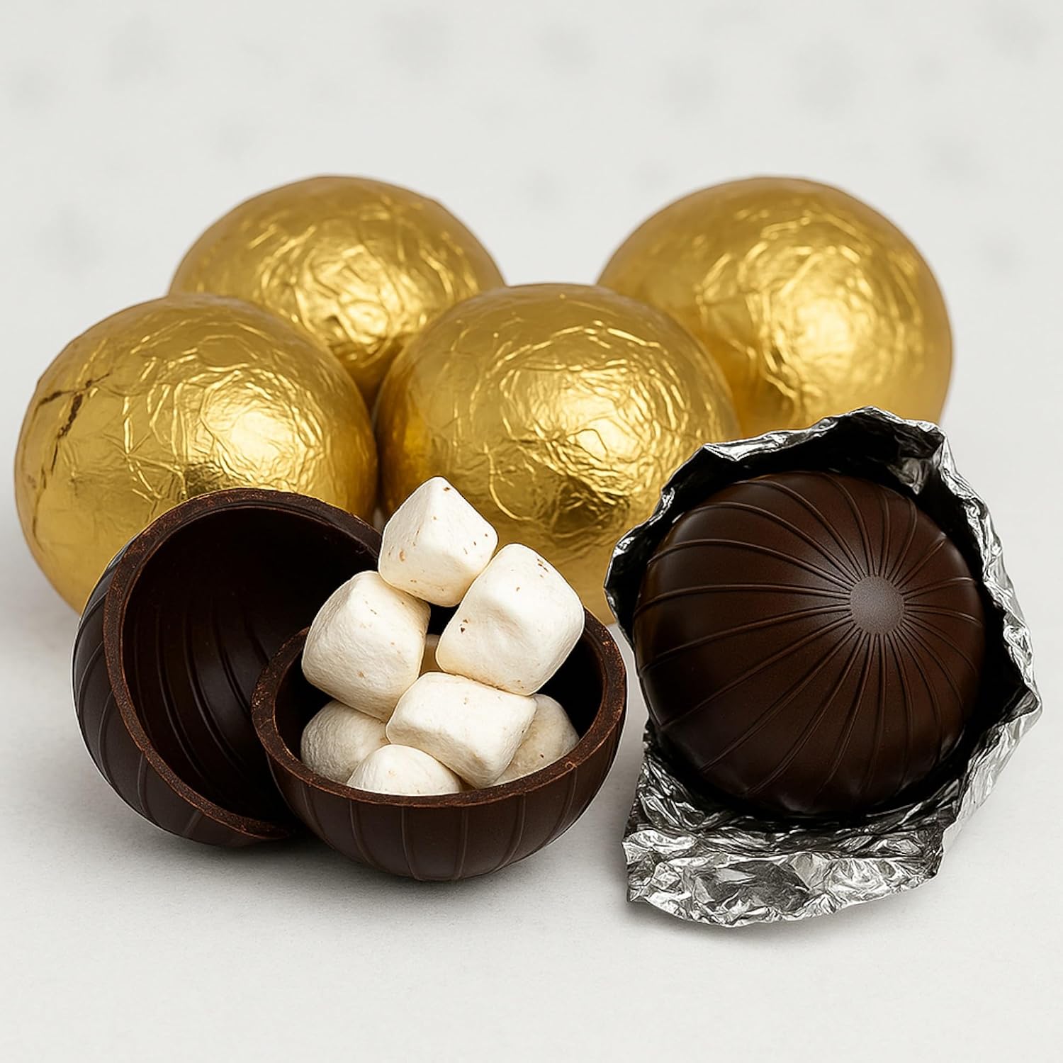 Zestaw kulek czekoladowych wypełnionych mini piankami do gorącej czekolady Magic Dark Chocolate Ball czekolada pitna jako kula czekoladowa 3 pudełka łącznie 9 kul