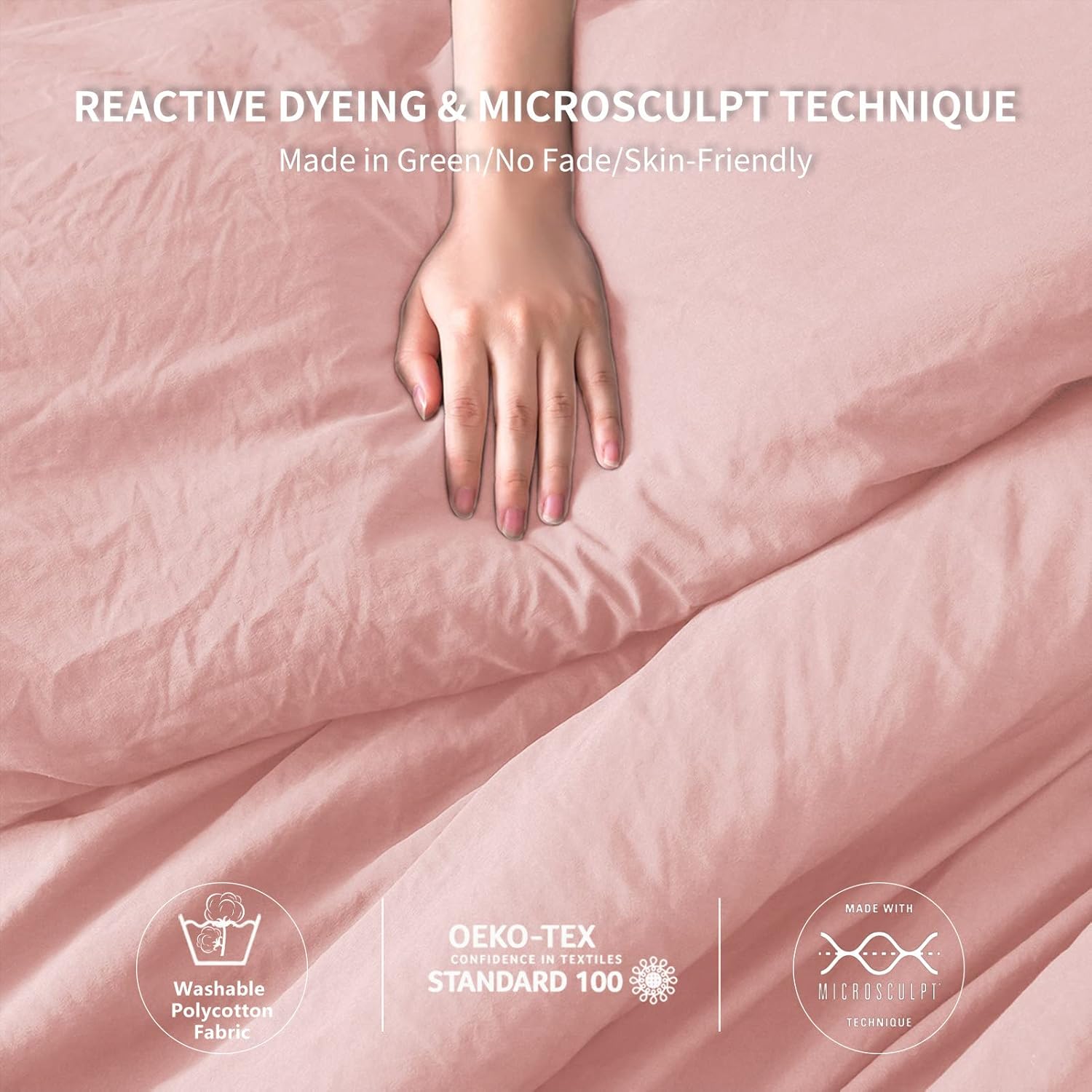 COTTEBED Light Pink Twin XL Comforter Set for College Girls, Ultra-Soft Lightweight Washed Cotton Twin Bedding Comforter Sets for Kids Women Student School Dorm All Season Use, Blush Pink Twin/Twin XL - Image 3