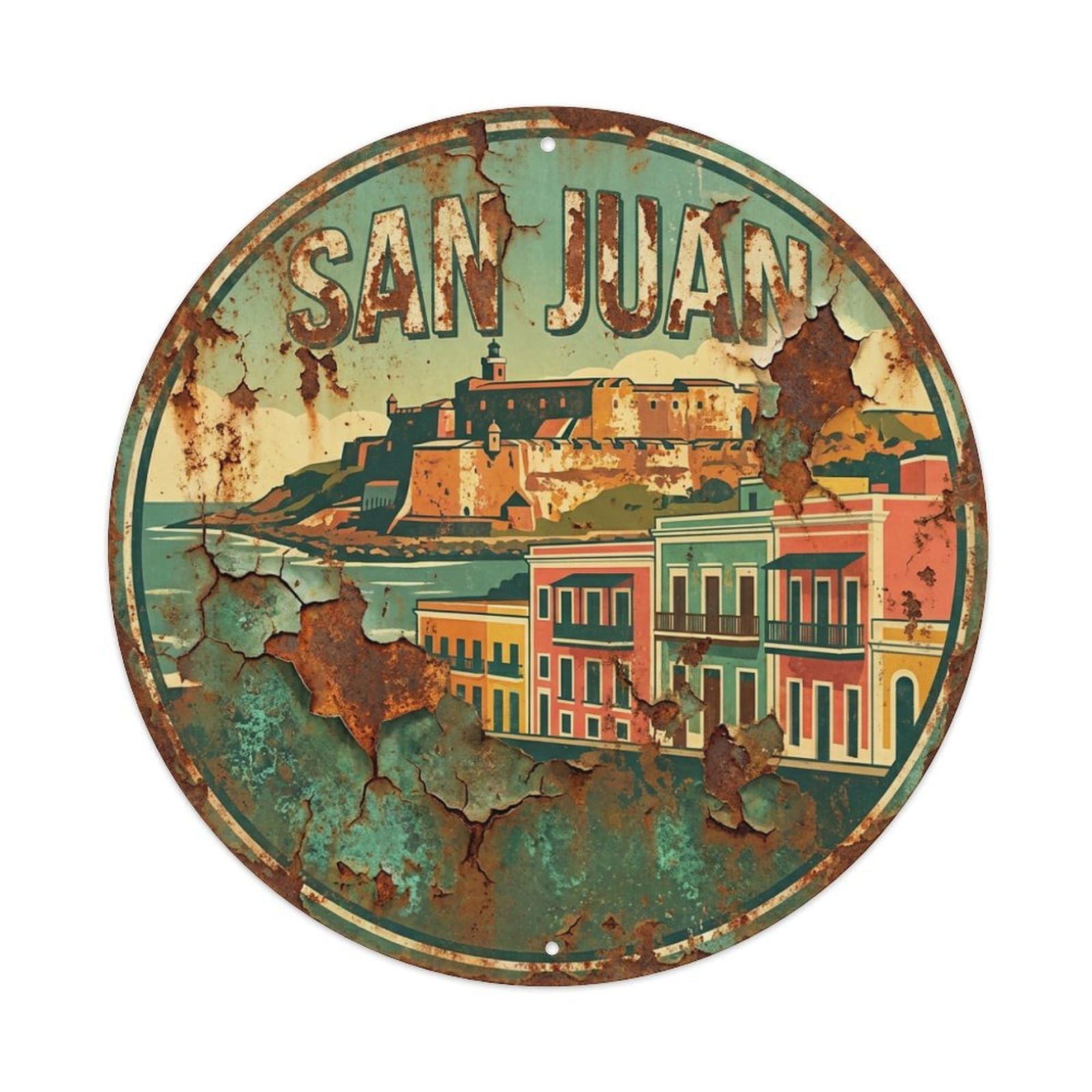 Vintage Travel Puerto Rico San Juan Metal Tin Sign