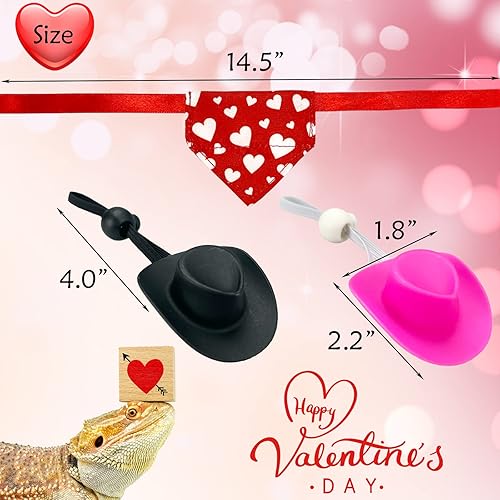 Miniatura 2 de Vehomy 4 unidades de traje de dragón barbudo para el día de San Valentín, sombrero de vaquero de dragón barbudo y bandana de lagarto, bufanda de