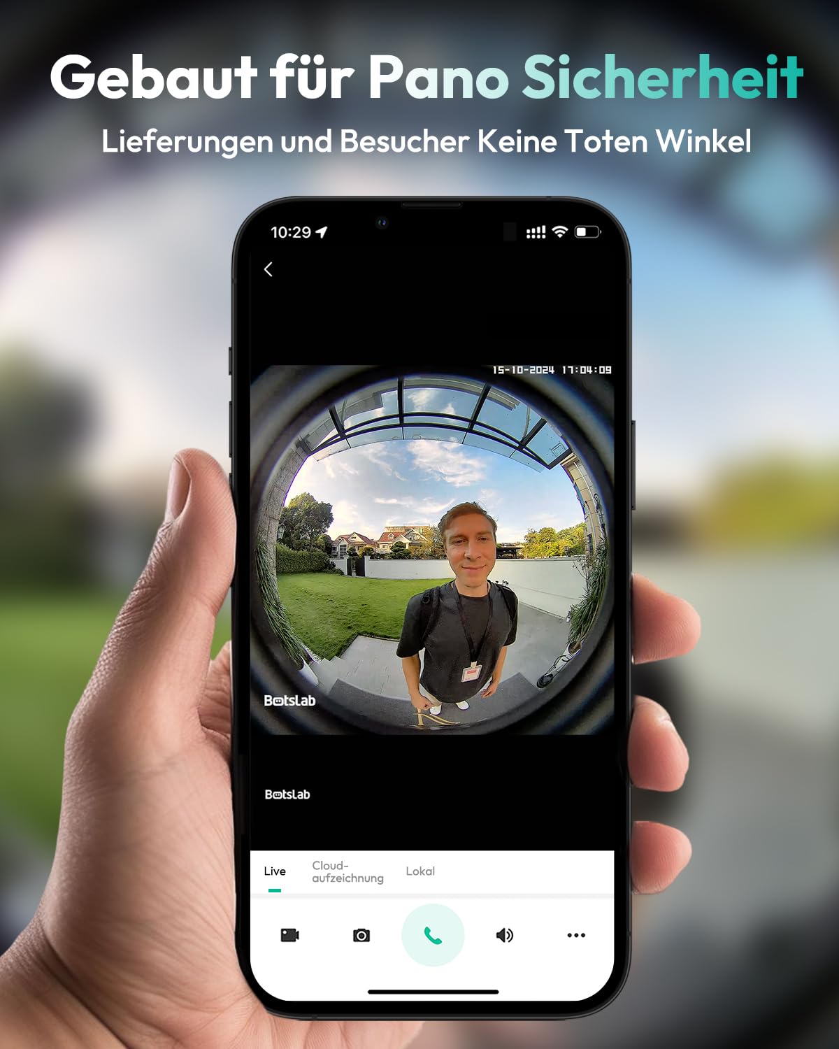 BOTSLAB 5MP Akku Türklingel mit Kamera, Kabellose Videotürklingel mit 1:1 Kopf-bis-Fuß-Ansicht, 360° Smarte Video Doorbell mit AI/Radar/PIR Erkennung, 2,4 GHz WLAN, 2-Wege-Audio,Ohne Monatsgebühr