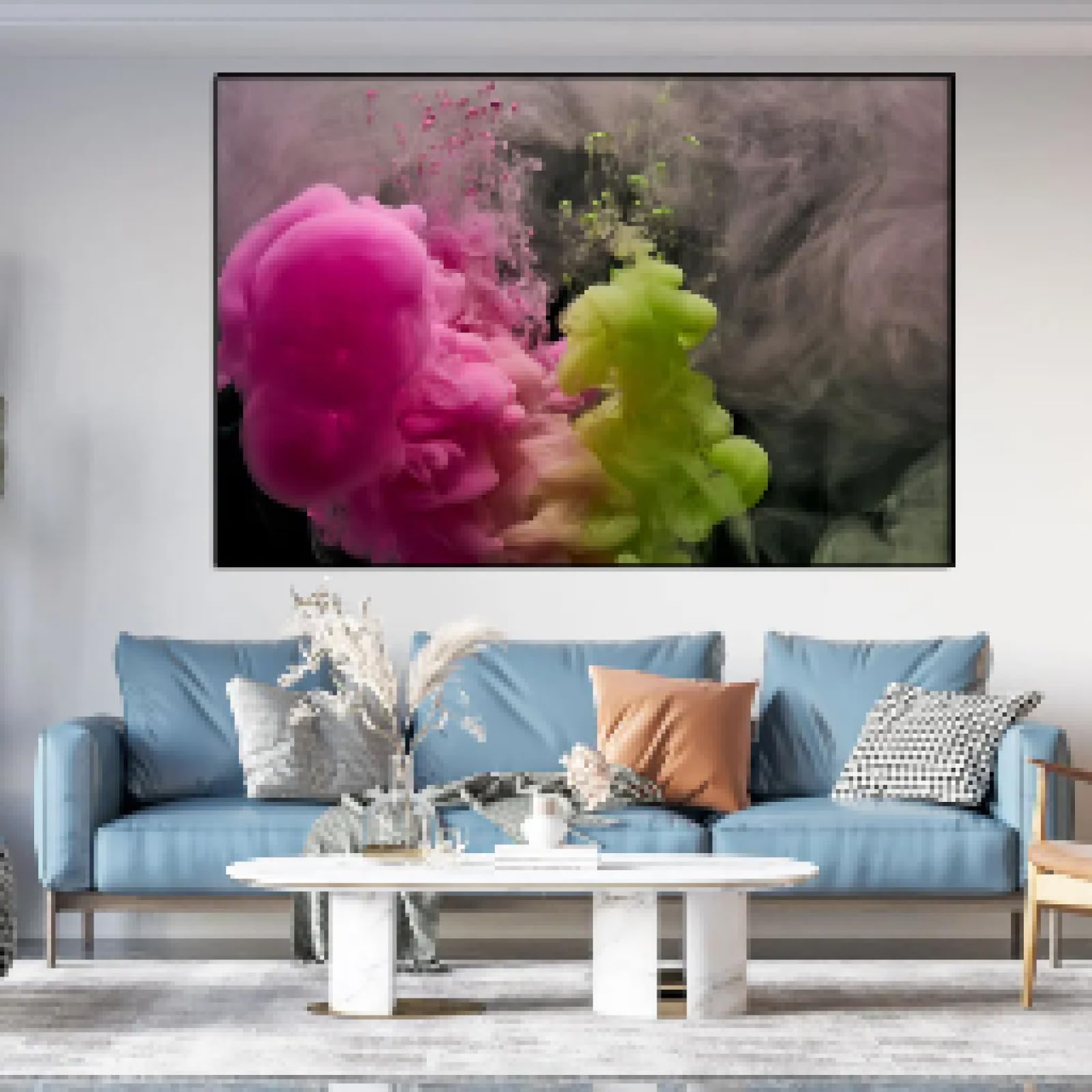 Toile rose vert éclaboussure de peinture pour raviver un mur blanc vide - 8