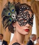 Maeaccx Feather Lace Masquerade Mask, Venetian Ball Party Accessories for Women, Carnivals Venetian Antifaz