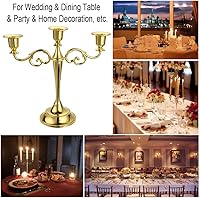 Vista 7 de OwnMy Candelabro de 3 Brazos de Metal Portavelas Plateado Europeo Elegante Portavelas para Boda, Mesa de Comedor, Navidad, Fiesta, Decoración