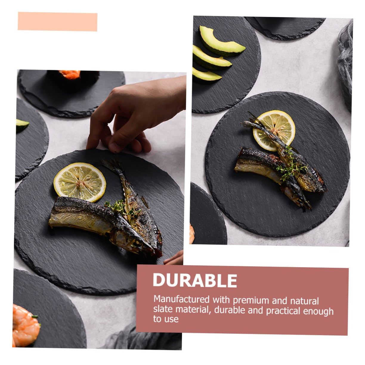 Natürliche Runde Steak Snackplatte aus Hochwertigem Wiederverwendbare Servierplatte für Desserts Snacks Tapas für Restaurant Party und Zuhause