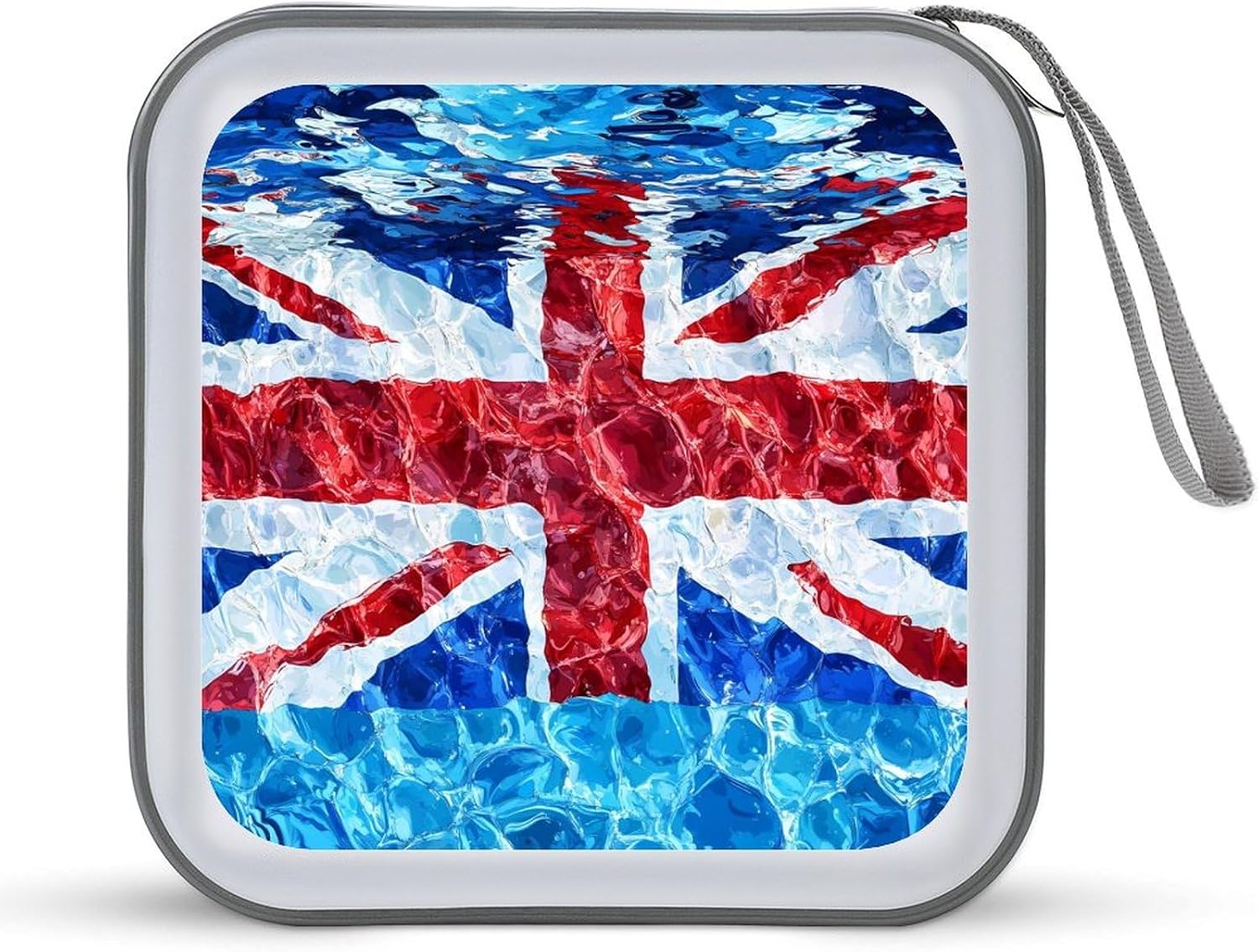 United Kingdom Flag in Water CD Case Portable DVD Storage Box CD Wallet Holder Binder Organizer for Car Home