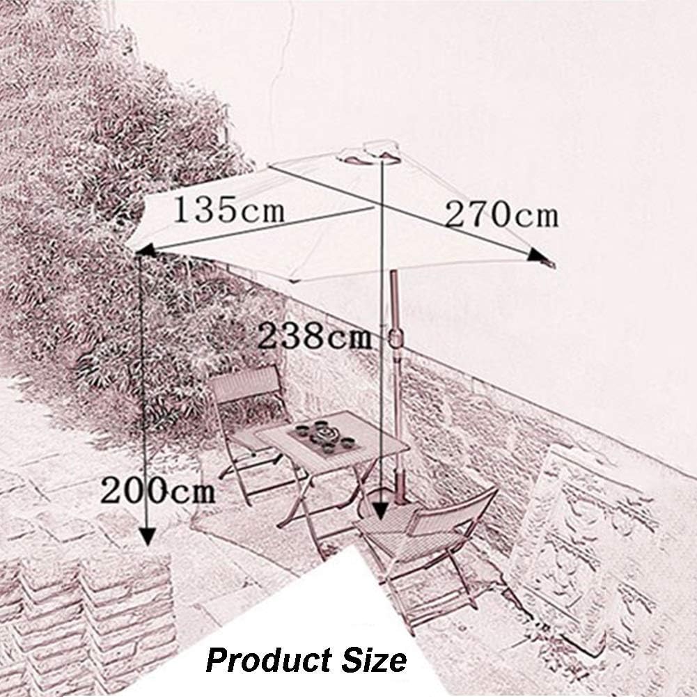 Parasols 9ft Outdoor Patio Half Umbrella Cafe Balcony Door 5 Ribs Sun Shade W/Crank, Wall Umbrella Market Garden Sunshade (Color : Sand Color)