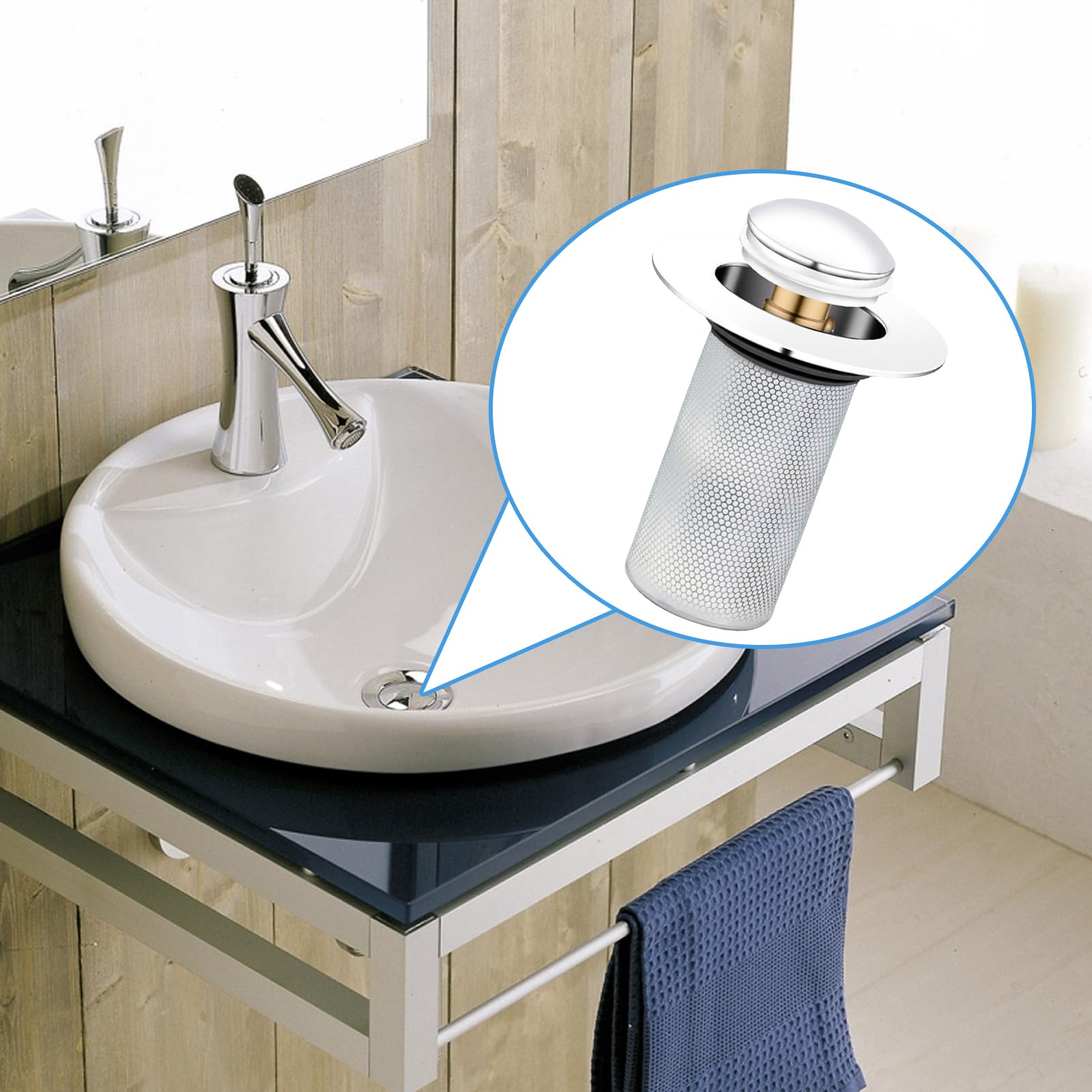 Tappo Scarico Lavandino Universale | Con Filtro Anti-Odori, Per Fori 34-40mm - Foto 6