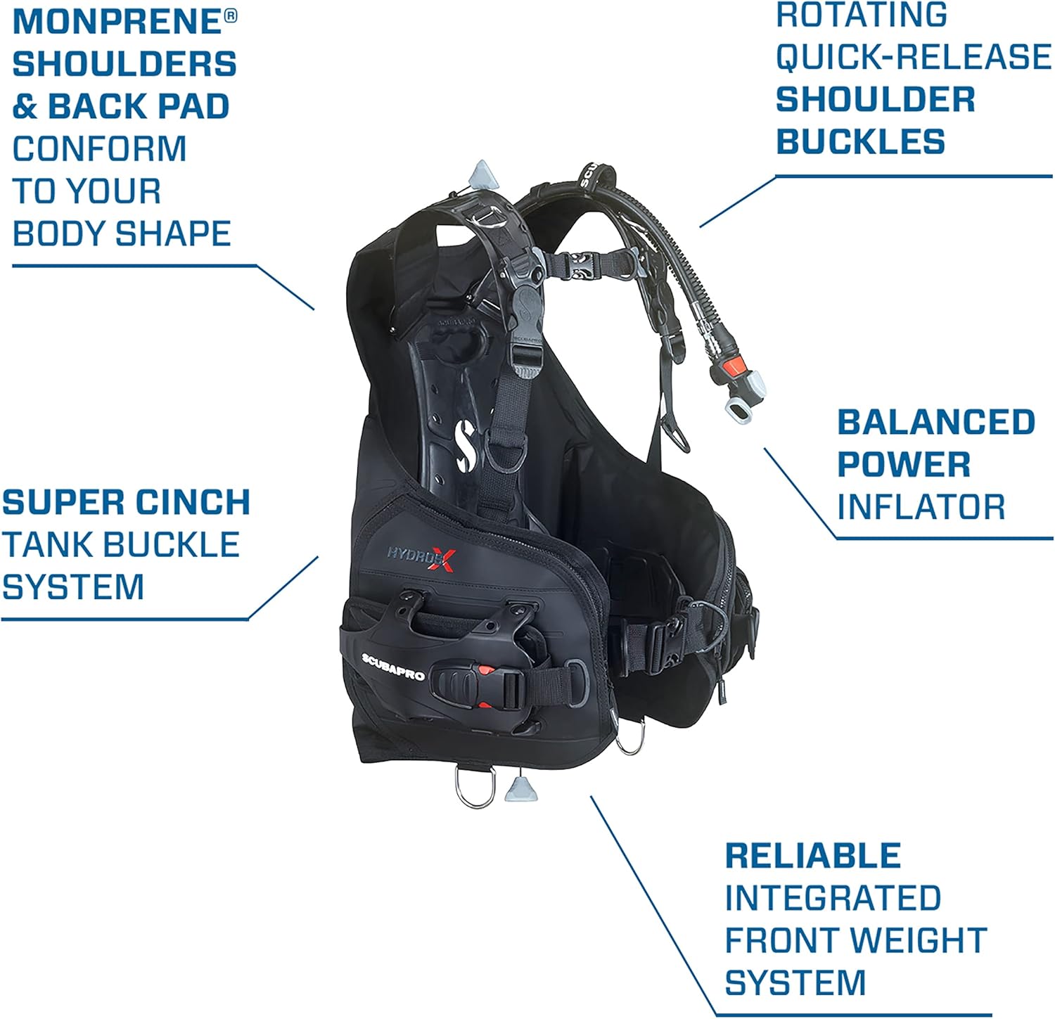 SCUBAPRO Hydros X Women's Front-Adjustable Scuba Diving BCD for Recreational Diving