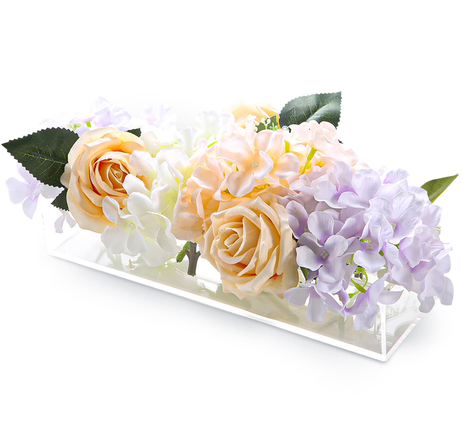 Photo 1 of GKOKG Acrylic Flower Vase Rectangular, Clear Rectangular Floral Centerpiece for Dining Table, 12 Inches Long Acrylic Vases for Home Decor Wedding(12 Holes) 1 PACK