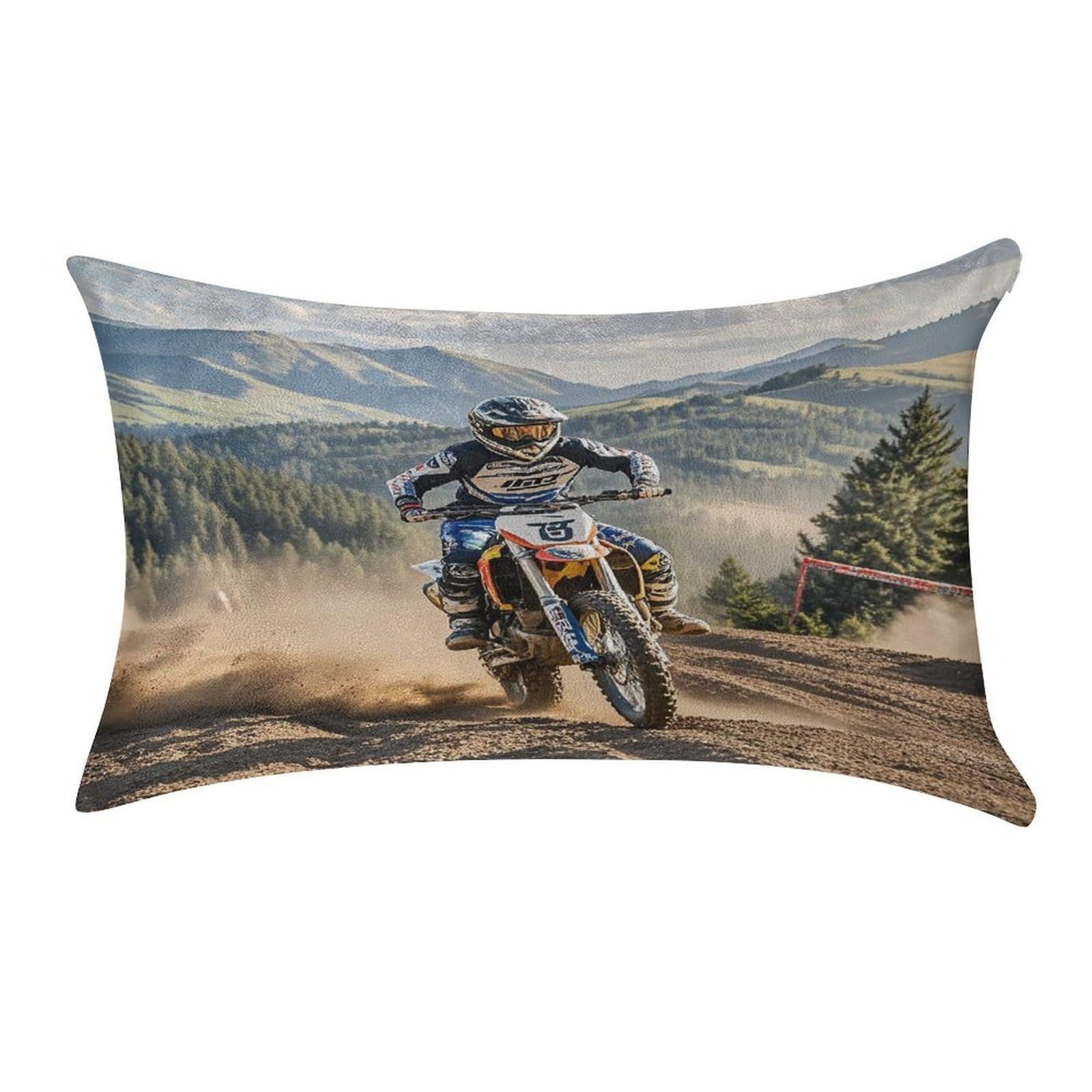 FekiLoot Motocross Pillow Covers Luxury Velvet Oblong Pillowcases Rectangular Throw Pillows Case Decorative Velvet Cushion Covers Ultra Soft Lumbar Pillow Shells 12 X 20 in
