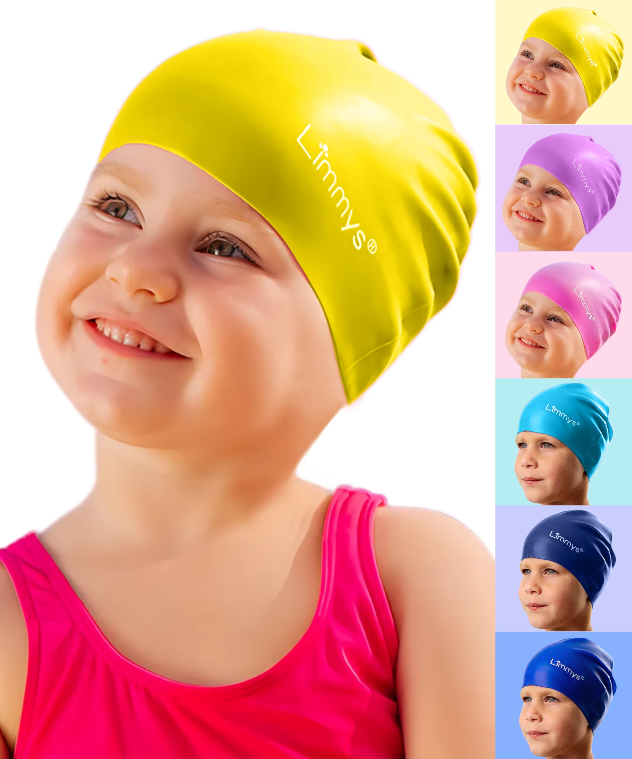 Limmys Kids Cuffia Piscina - Cuffia Piscina Bambina e Bambino al 100% in Silicone - Cuffia Nuoto di Qualità Superiore, Elastica e Comoda - Disponibile in Tanti Colori Diversi