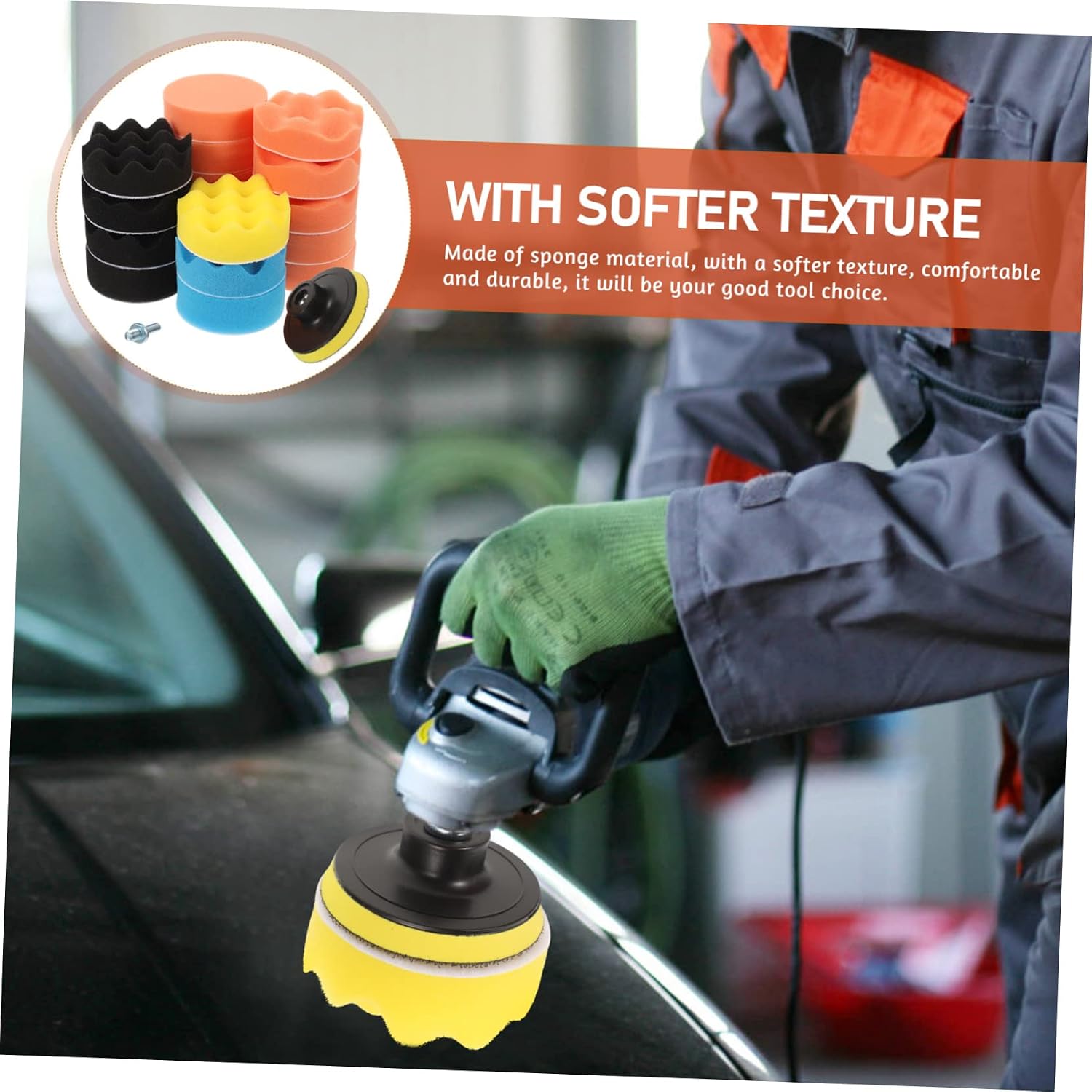 Ciieeo Car Polishing Sponge Car Cleaning Tool Kit Wax Applicator Pad Waxing Tool