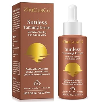 Tanning Drops to Drink, 60ml Sunleess Tanning Oral Liquid with Beta Carotene, Tannning Drops Drinkable for Glowing Skin & Enhancing Natural Skin Tone, for All Skin Types 60ml Pack of 1