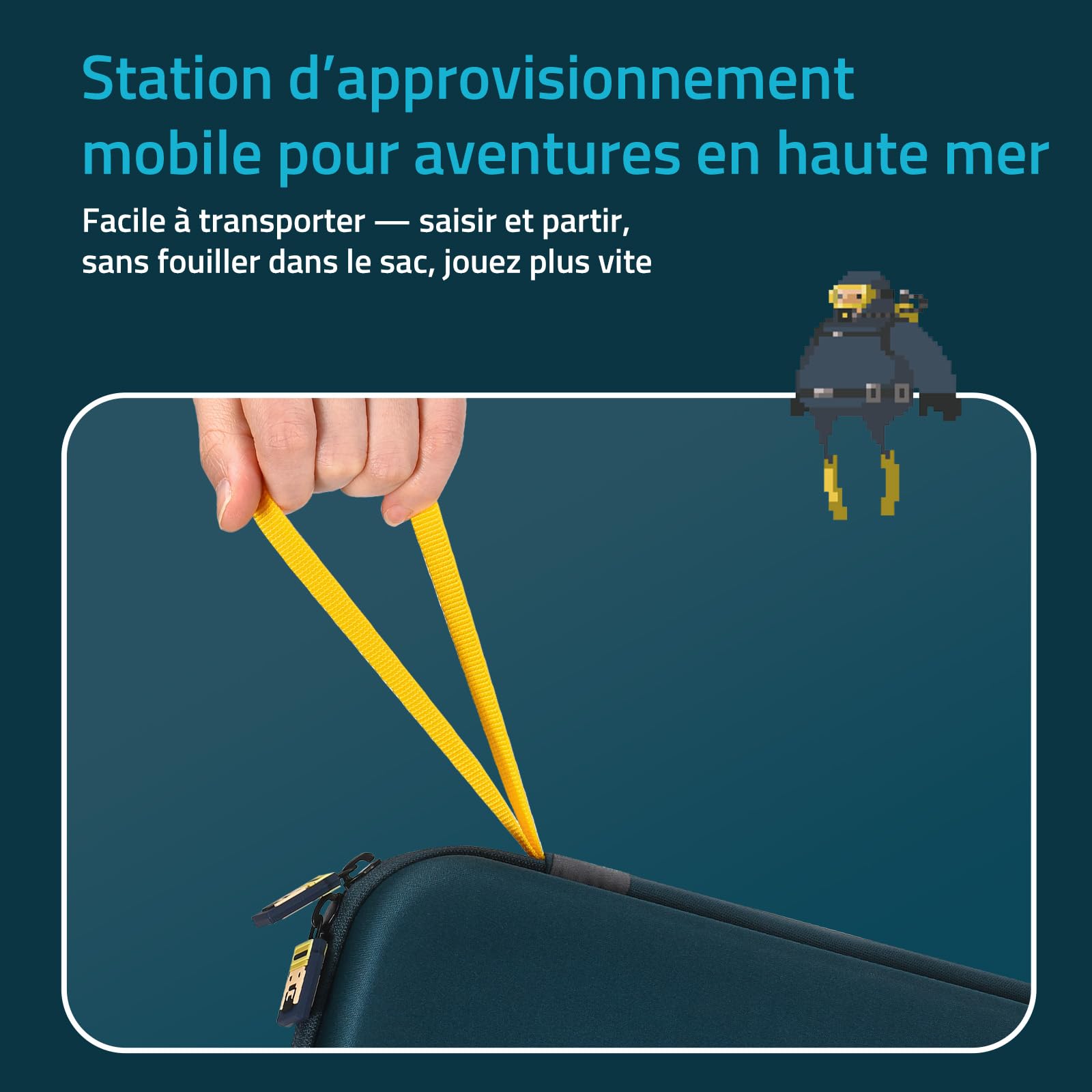 Funlab Étui de Transport pour Console Nintendo Switch 2, Sac de Voyage avec 10 Cartouches de Jeu, Intérieur Doux et Poche Filet, Dave The Diver Case Peut Contenir Une Variété D'accessoires Switch 2