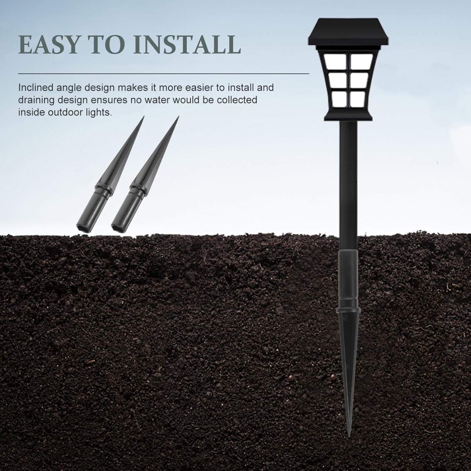Uonlytech Garden Lamp Stake Accessory 10Pcs Solar Light Replacement Stakes Plastic Ground Spikes for Outdoor Solar Lights Durable Waterproof 4.33In - Image 3