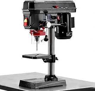 8 Inch Benchtop Drill Press, 2.5A Mini Drill Machine, Tabletop Drilling Machine with 5 Speed Adjustable, Swing Distance 0-45° Tiltling Worktable for Wood Metal