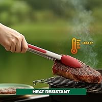 Vista 6 de Freshware Pinzas de cocina de acero inoxidable para cocinar con puntas de silicona, pinzas de silicona para asar a la parrilla, servir alimentos