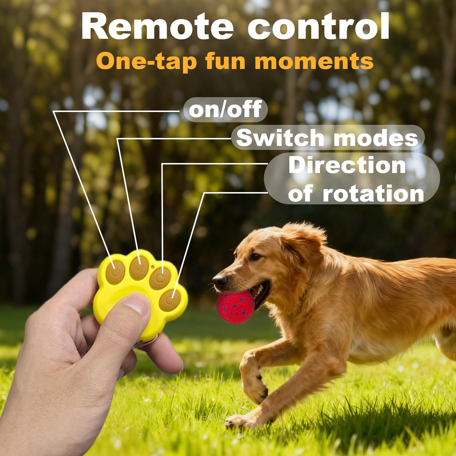 Balle intelligente pour chien télécommandée : jouet interactif rebondissant automatique, vibration et saut, Duraspin durable pour mâcheurs agressifs, rechargeable, pour intérieur et extérieur