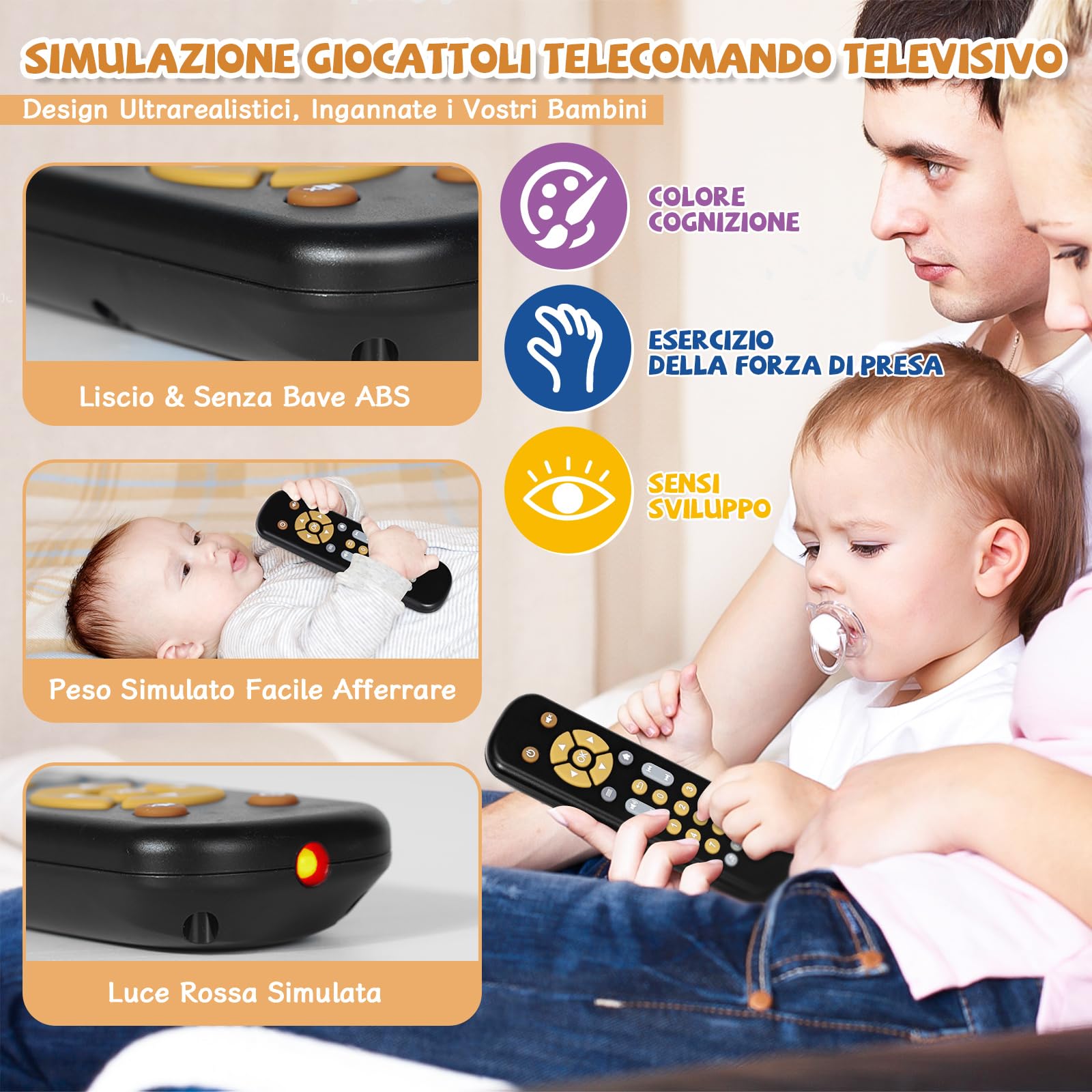 Orzbow Telecomando Bambini Giocattolo, Volume Regolabile Giochi Educativi per Bambini, Gioco Sensoriale per Bambini con Bottoni a Forma Multipla, Ragazzi Ragazze Giocattoli Musicali Regalo per 1 Anni