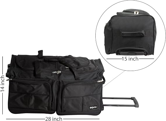 Dejuno 28-inch Rolling Duffle Bag - Black