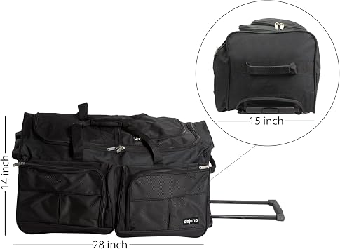 Dejuno 28-inch Rolling Duffle Bag - Black