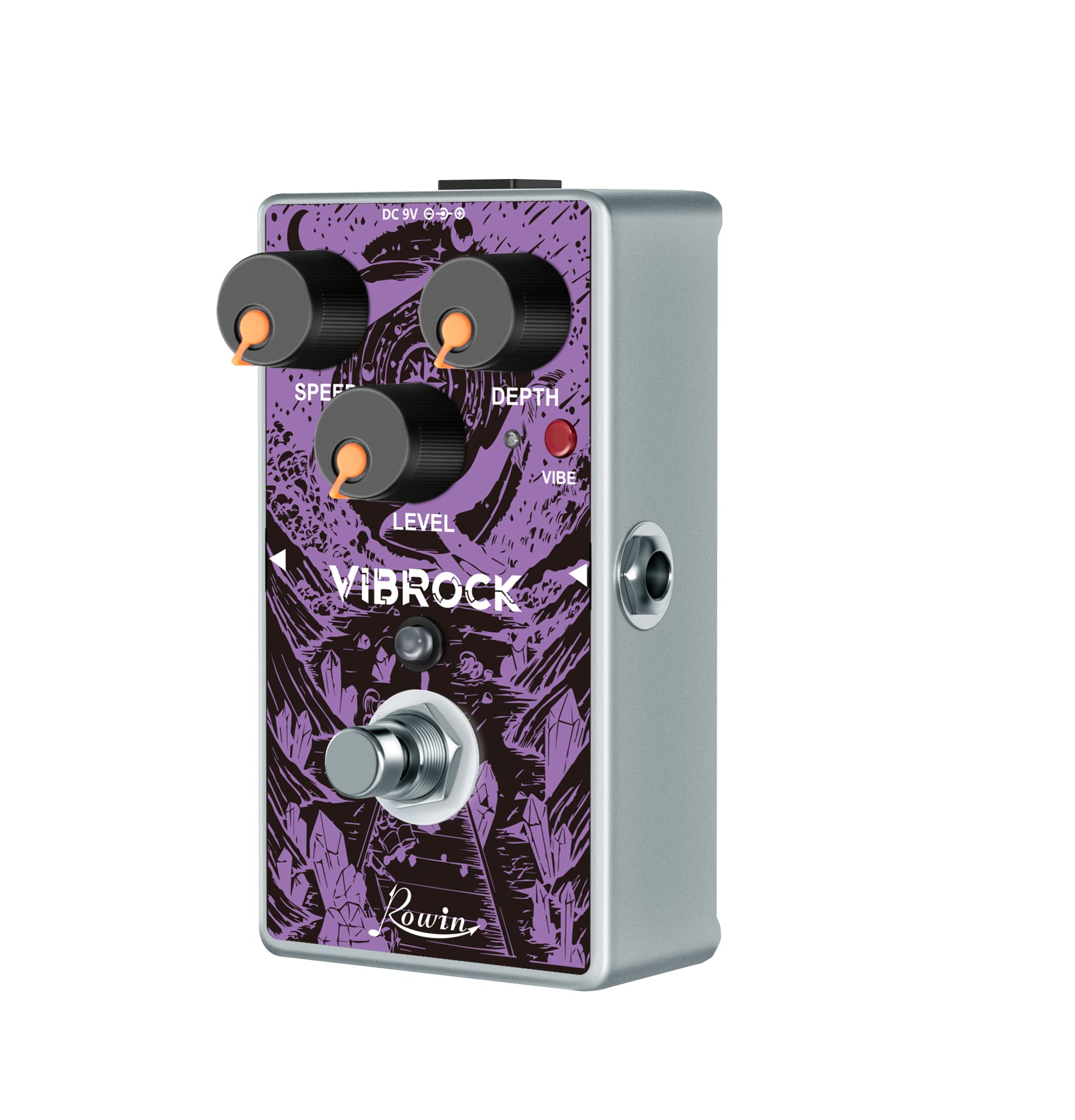 Rowin VIBROCK RE-02 - Pedale monoblocco Chorus-Tremolo, pedale di modulazione per Chitarra, dimensioni standard, True Bypass